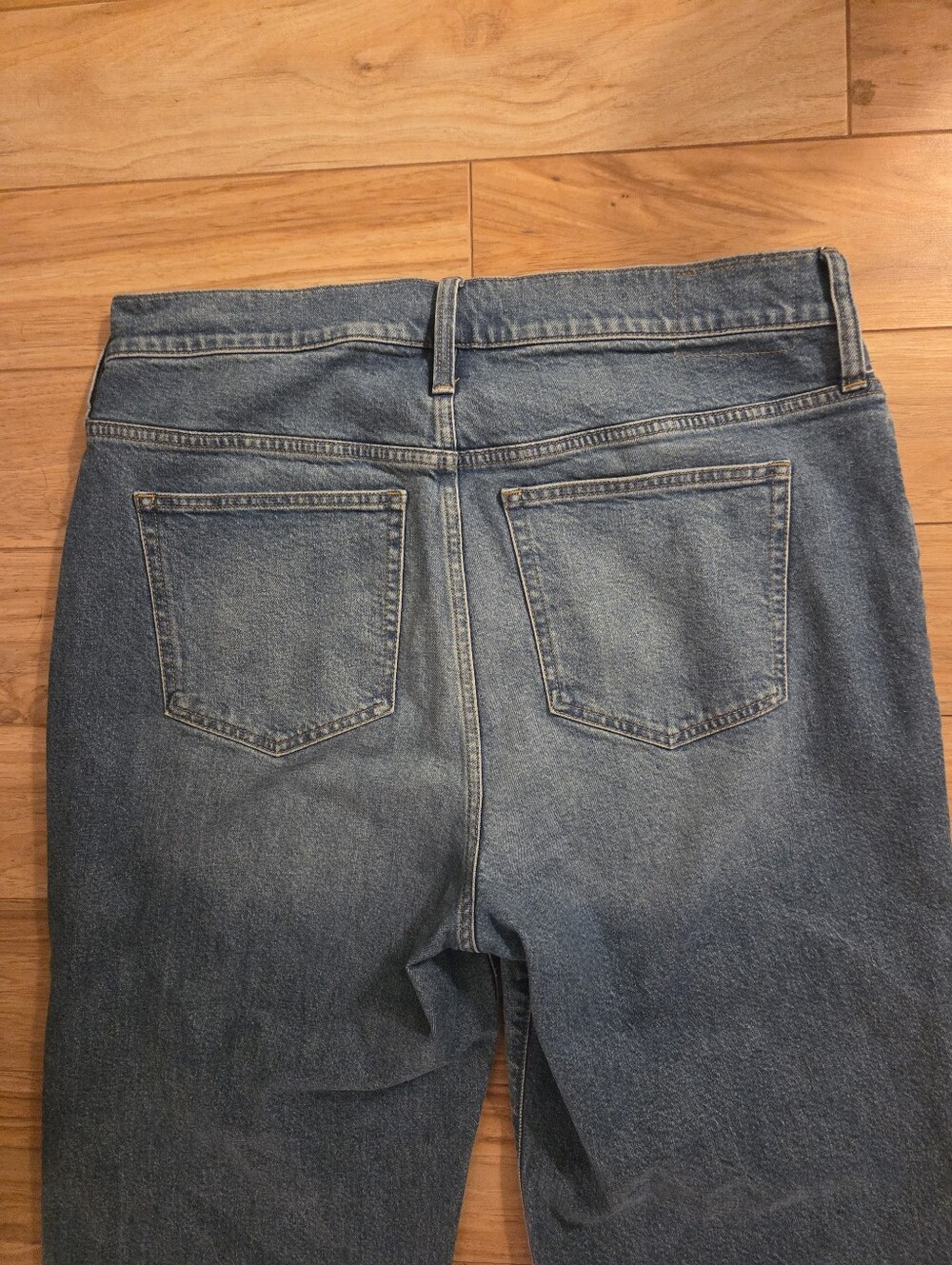 J. Crew High Rise 96 Slim Wide Button Fly Med Wash Jean RE-96-IDG Boho Sz 33 - Picture 5 of 8